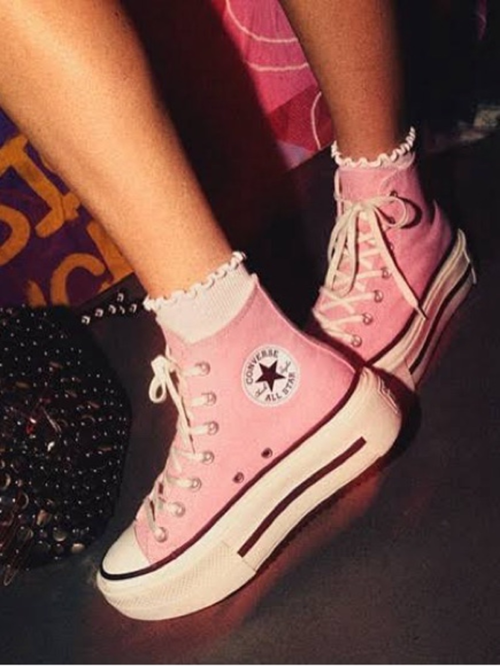 Converse Pink double stack Platform High-Top Sneakers - Picture 7 of 11